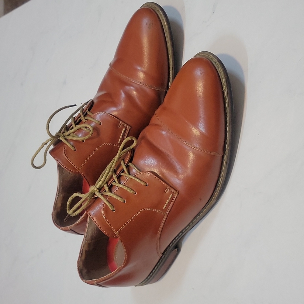 Men's Lace Up Cognac Oxfords Dress Shoes (10.5 Prince-6-Brown)